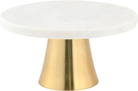 Cruiser’s Caché | Marble Cake Stand | Natural White Marble with Gold Base
