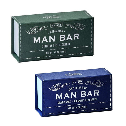 San Francisco Soap Company Man Bar 10 Oz Bar Soap Bundle - One Each Siberian Fir and Silver Sage