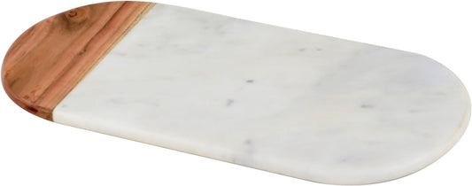 Cruiser’s Caché | Premium Acacia Wood and White Marble Cheese Board | Charcuterie Board