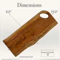 Cruiser’s Caché | 19" Rectangel Natural Hardwood Cheese/Charcuterie Board