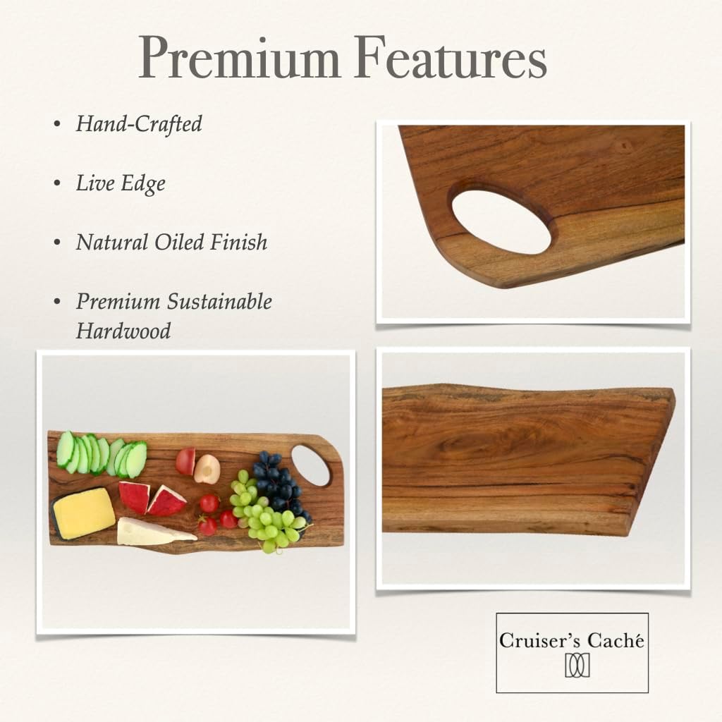 Cruiser’s Caché | 19" Rectangel Natural Hardwood Cheese/Charcuterie Board