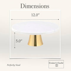 Cruiser’s Caché | Marble Cake Stand | Natural White Marble with Gold Base