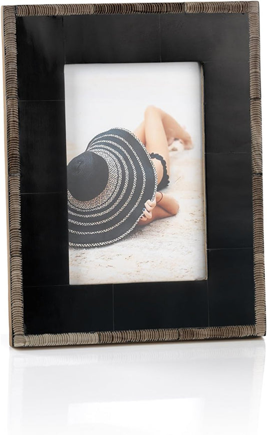 Zodax Palm Desert Chiseled Horn & Black Resin Photo or Picture Frame