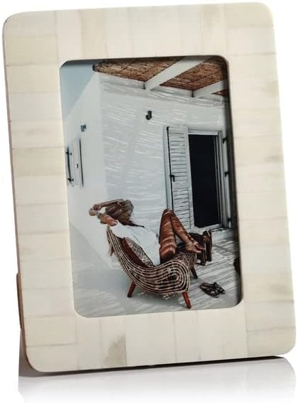 Zodax White Bone Inlay Photo Frame with Rounded Corners