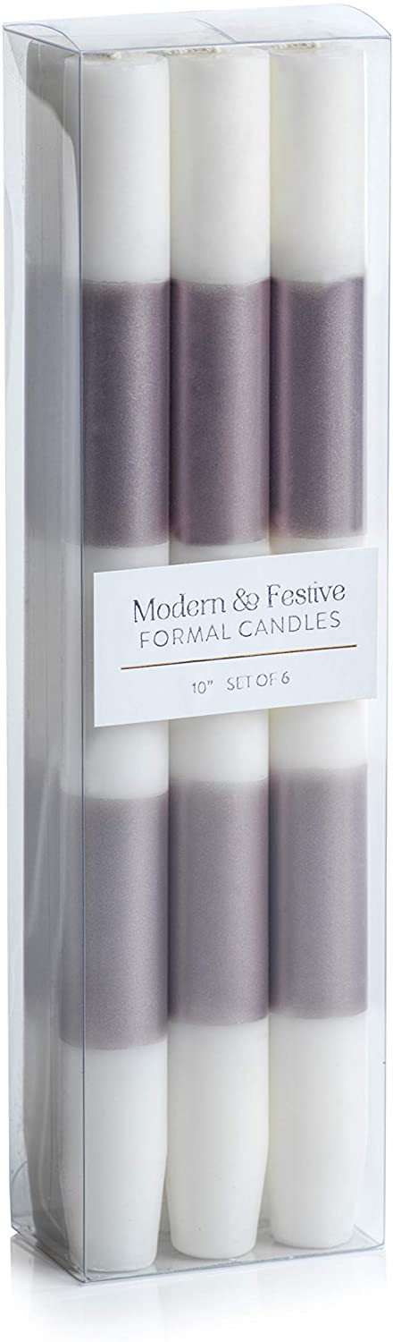 Zodax Modern and Festive Formal Candles 10" Set of 6 Metallic Pink