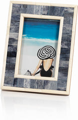 Zodax Mendocino Blue Carved Bone Photo Frame