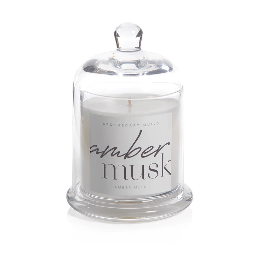 Zodax Amber Musk Scented Glass Dome Jar Candle